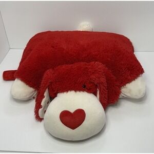 Pillow Pets Valentine Red Plush Fluffy Puppy Dog With Heart Nose Large 2010 17"